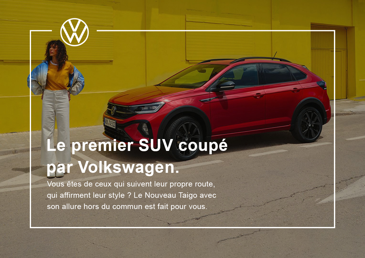 Le premier SUV coupé par Volkswagen. Vous êtes de ceux qui suivent leur propre route, qui affirment leur style ? Le Nouveau Taigo avec son allure hors du commun est fait pour vous.